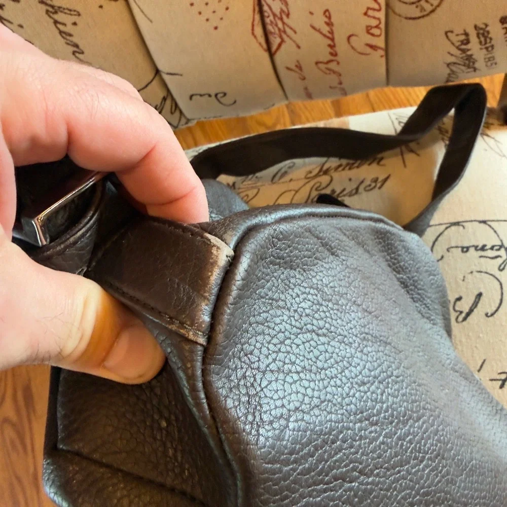 Eddie Bauer Vintage Brown‎ Pebbled Leather Backpack Rucksack Drawstring 023-2591